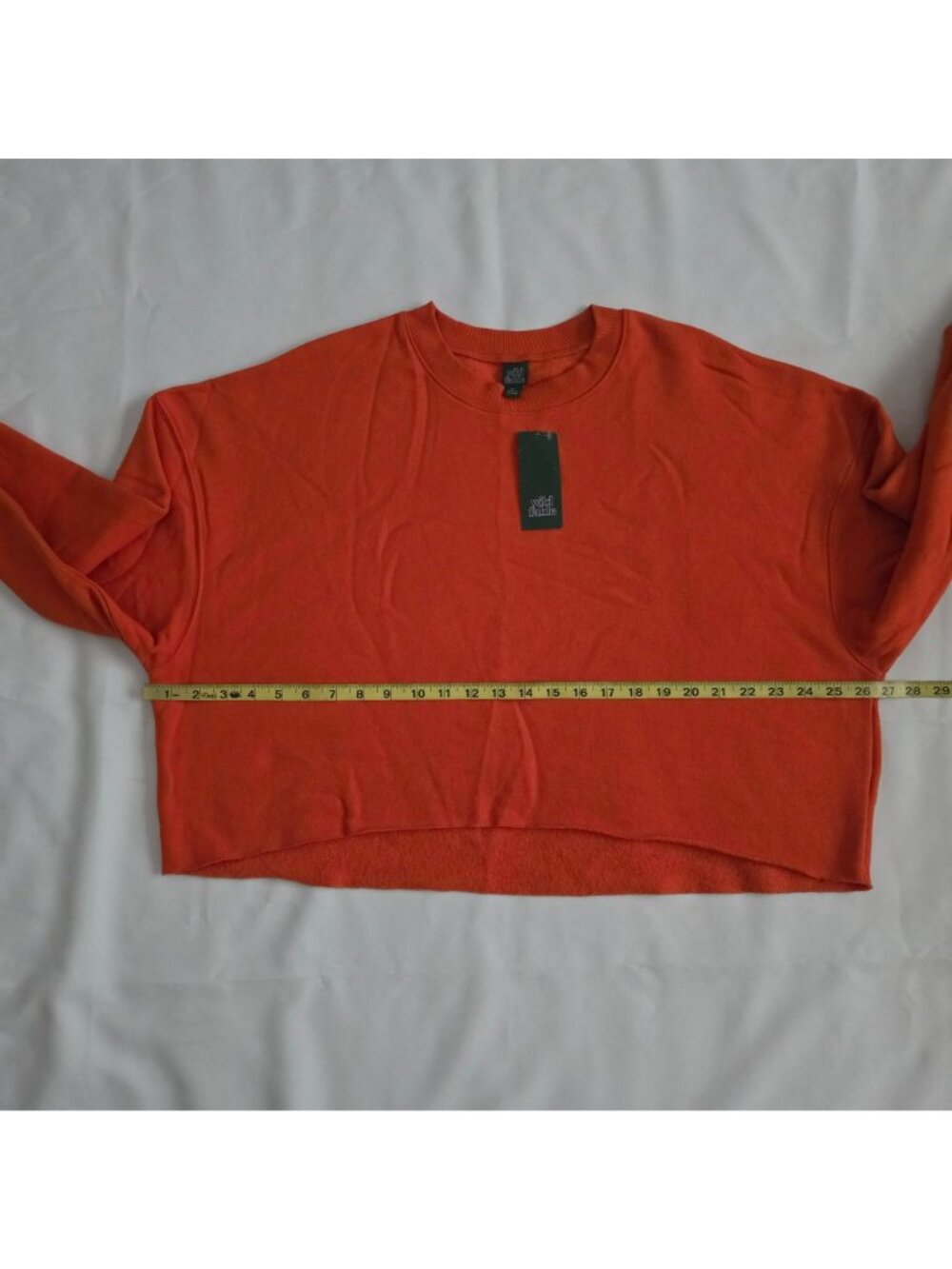 Wild Fable Red Long Sleeve Cropped Raw Edge Hem Pullover Sweatshirt Size XL - Picture 6 of 10